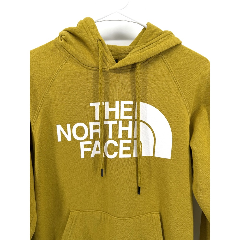 North Face Sweatshirt Mineral Gold Half Dome Logo Pullover Hoodie Cozy Women S